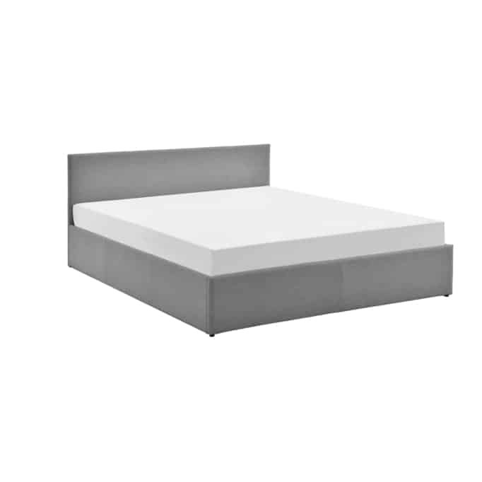 1166 -Cadre de lit avec coffre de rangement et tête de lit en tissu