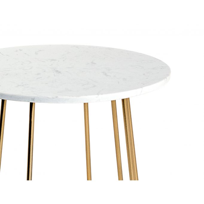 MABEL - Table basse en métal doré et marbre blanc 40 cm