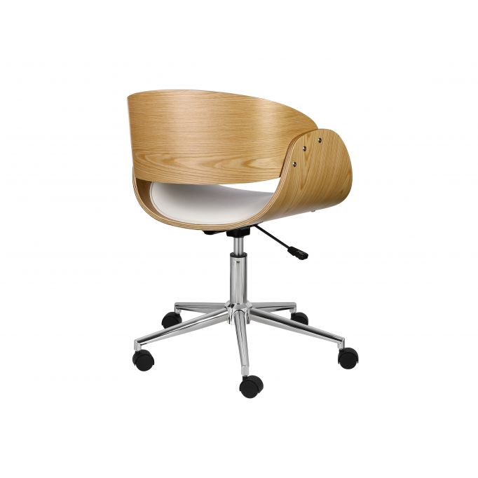 NORDY - Chaise de bureau scandinave avec dossier en bois clair