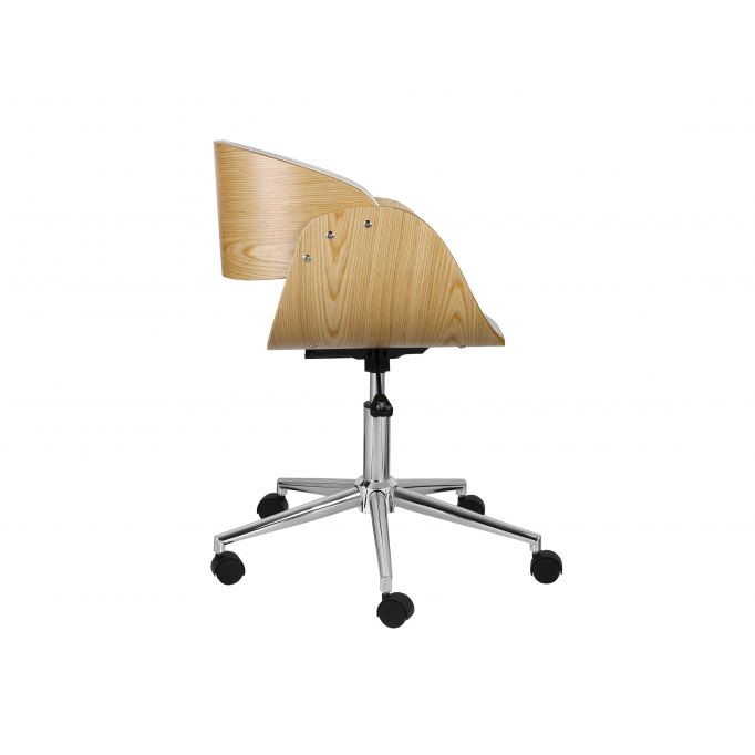 NORDY - Chaise de bureau scandinave avec dossier en bois clair