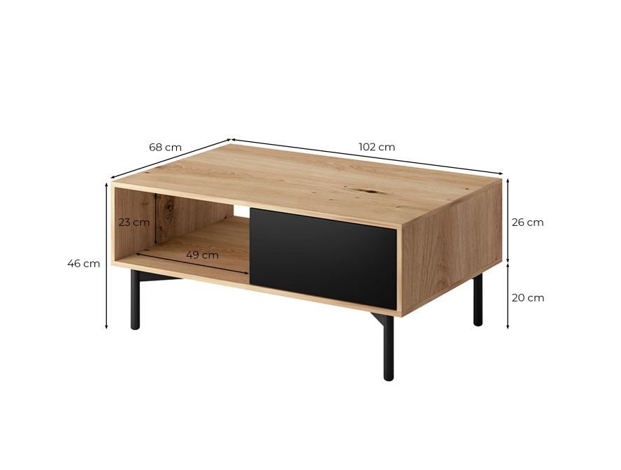 ABBY - Table basse industrielle 2 tiroirs 102 cm