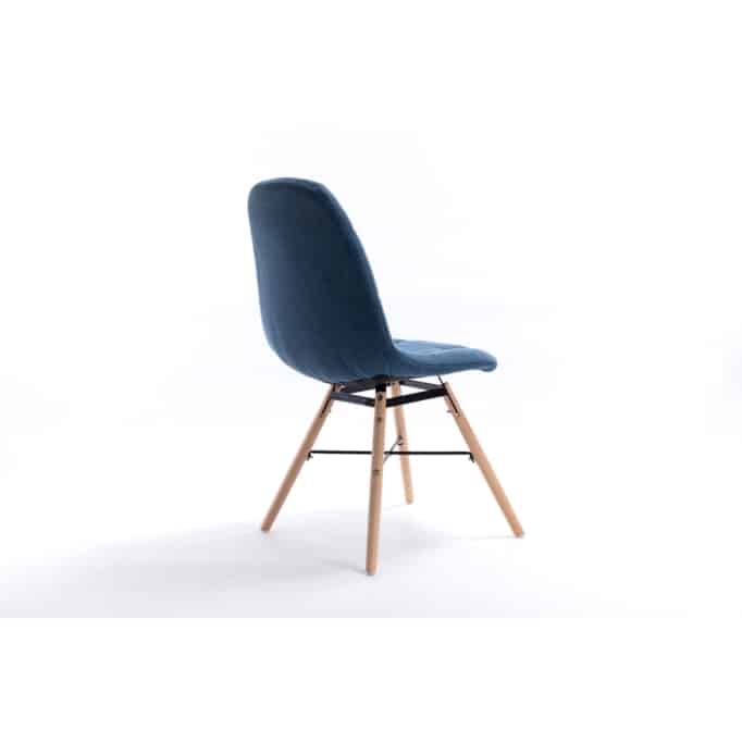 A80265 - Lot de 2 chaises matelassées en tissu avec pieds en hêtre naturel