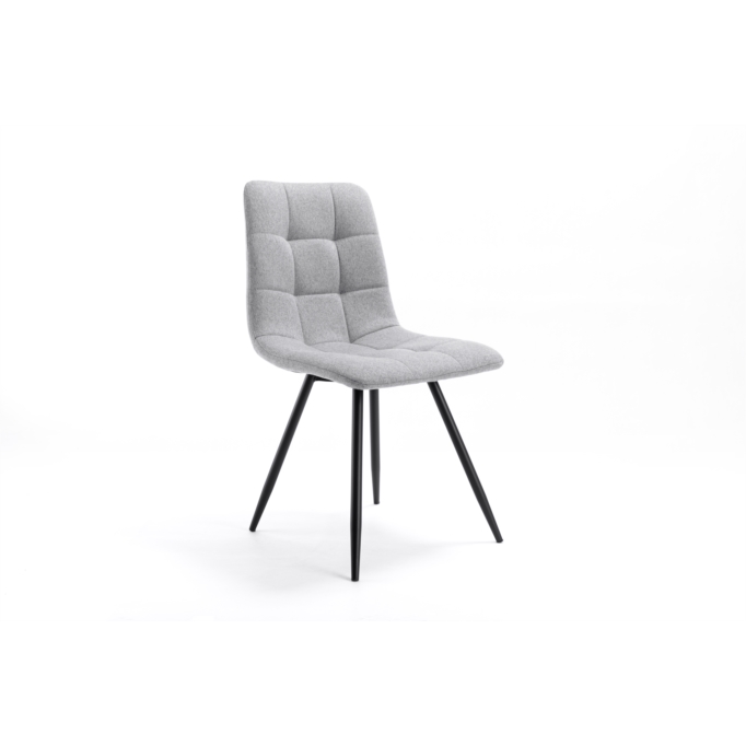 A8113 - Lot de 2 chaises quadrillées en tissu avec pieds en métal noir