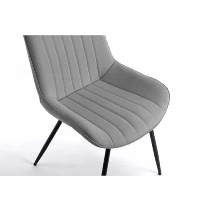 A8114 - Lot de 2 chaises à rayures en tissu avec pieds en métal noir