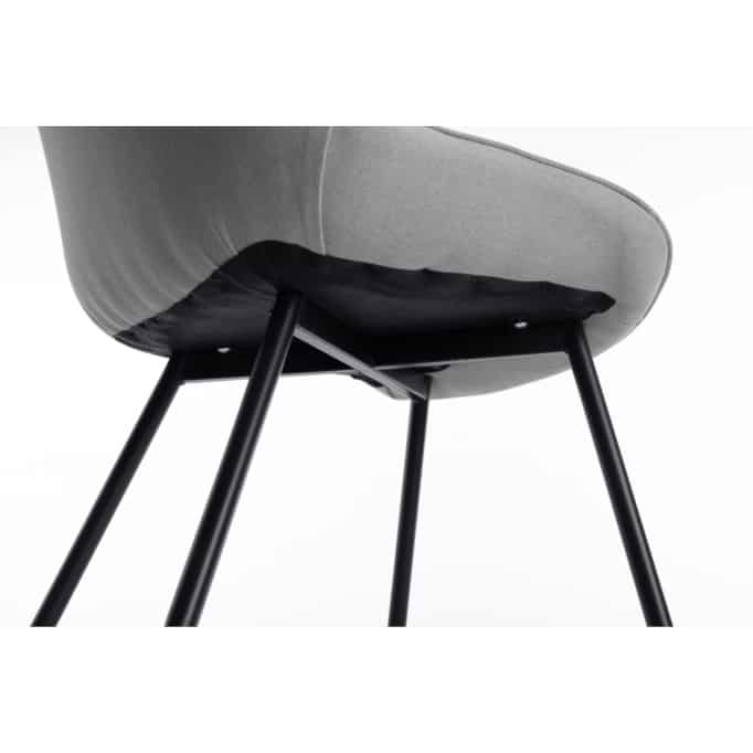 A8114 - Lot de 2 chaises à rayures en tissu avec pieds en métal noir